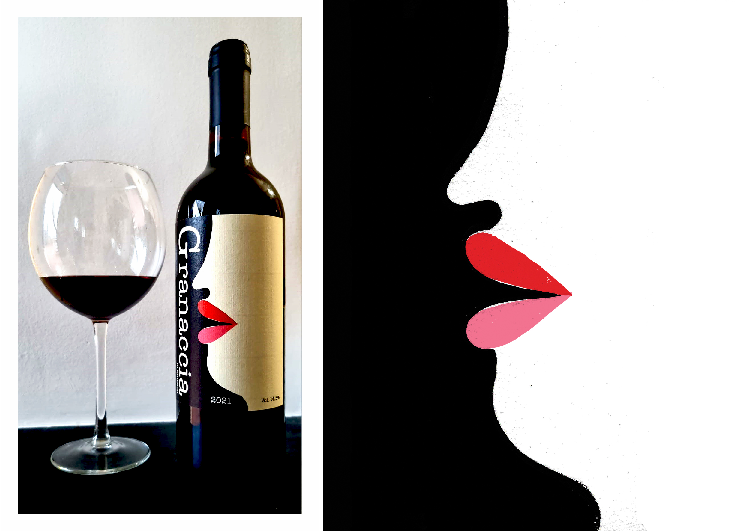 Graphic design and illustration of the Granaccia wine label